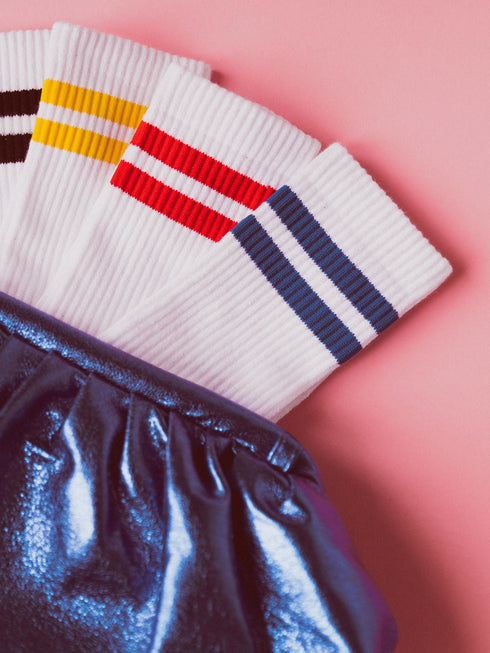 Sportive Socken Blau Gestreift Weiß